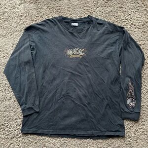 Vintage Orange County Choppers Mens XL Black Long Sleeve Tribal Flames Motorbike